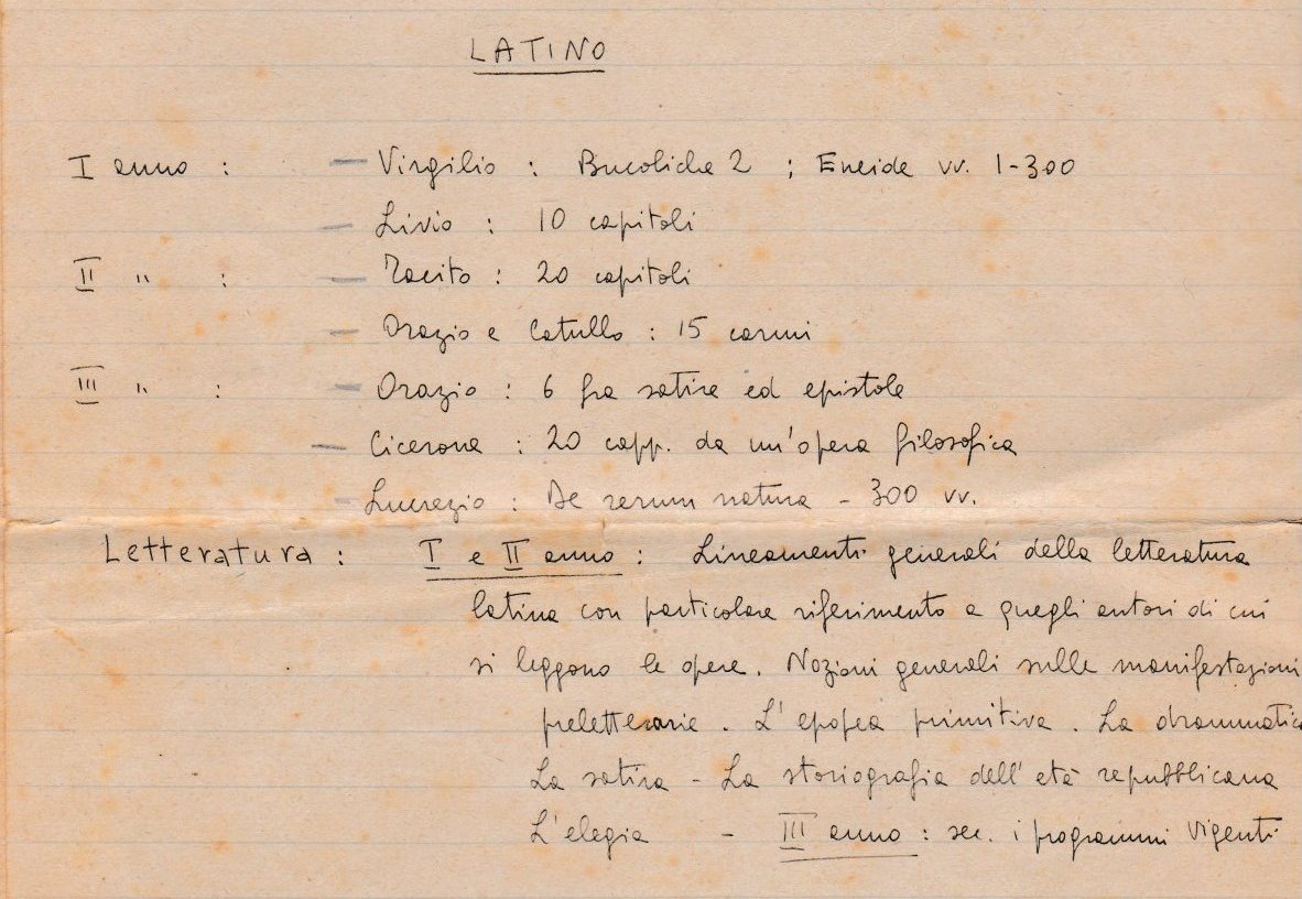 Programma di latino 1945-46